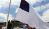 Se izó bandera evangélica en el frontis de la Municipalidad de San Antonio